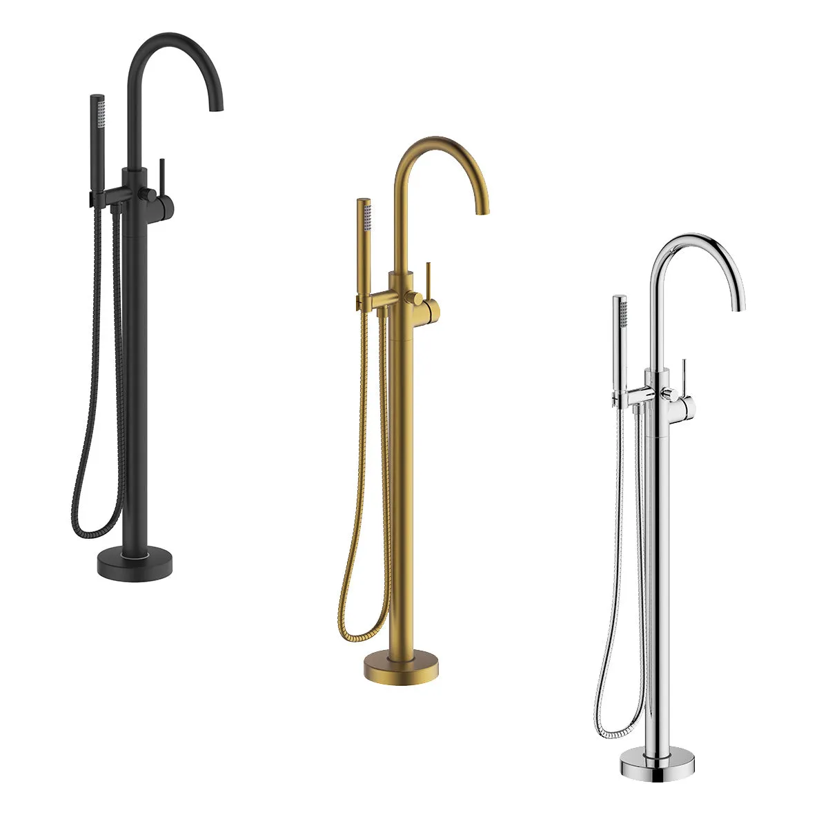Hoxton Floorstanding Bath Shower Mixer With Pencil Handset Kit