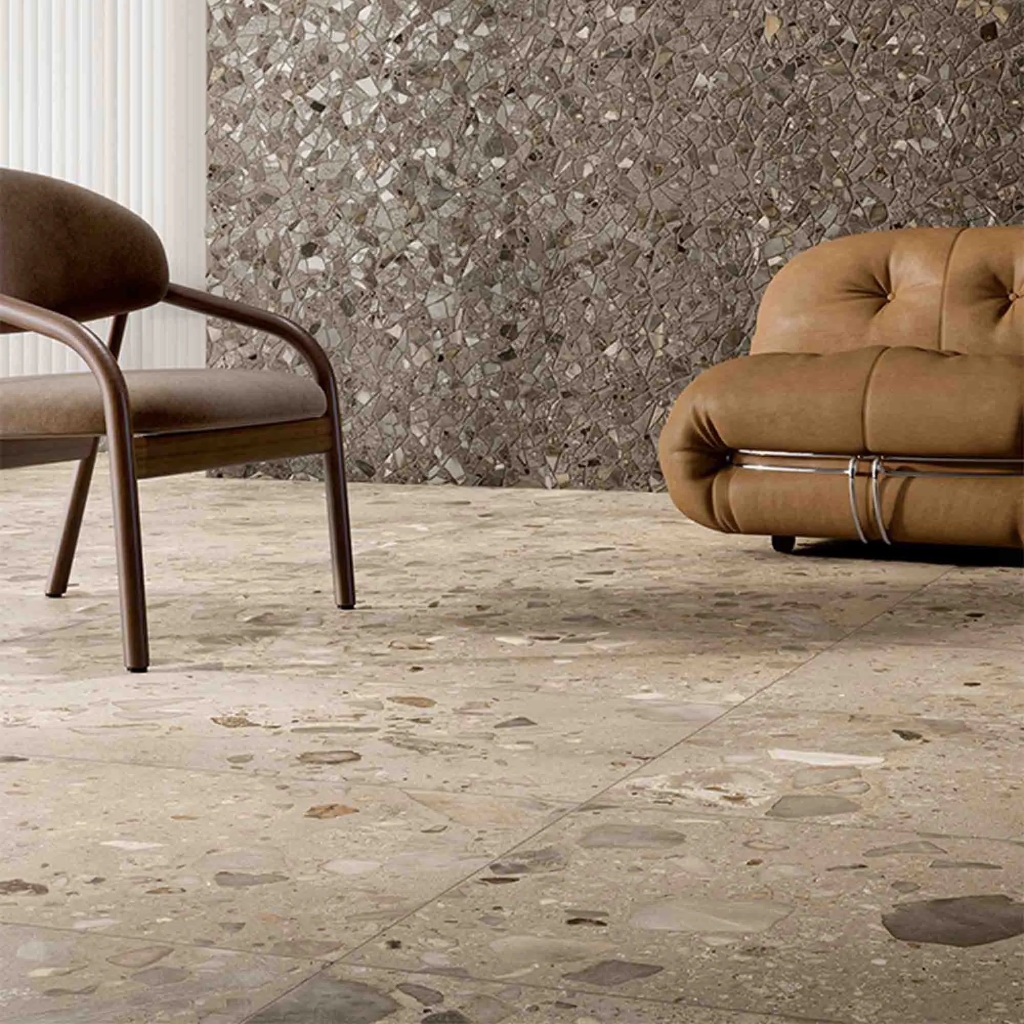 I Ciottoli Sassi Grigio Terrazzo Stone Effect Porcelain Tile 60x120cm Honed