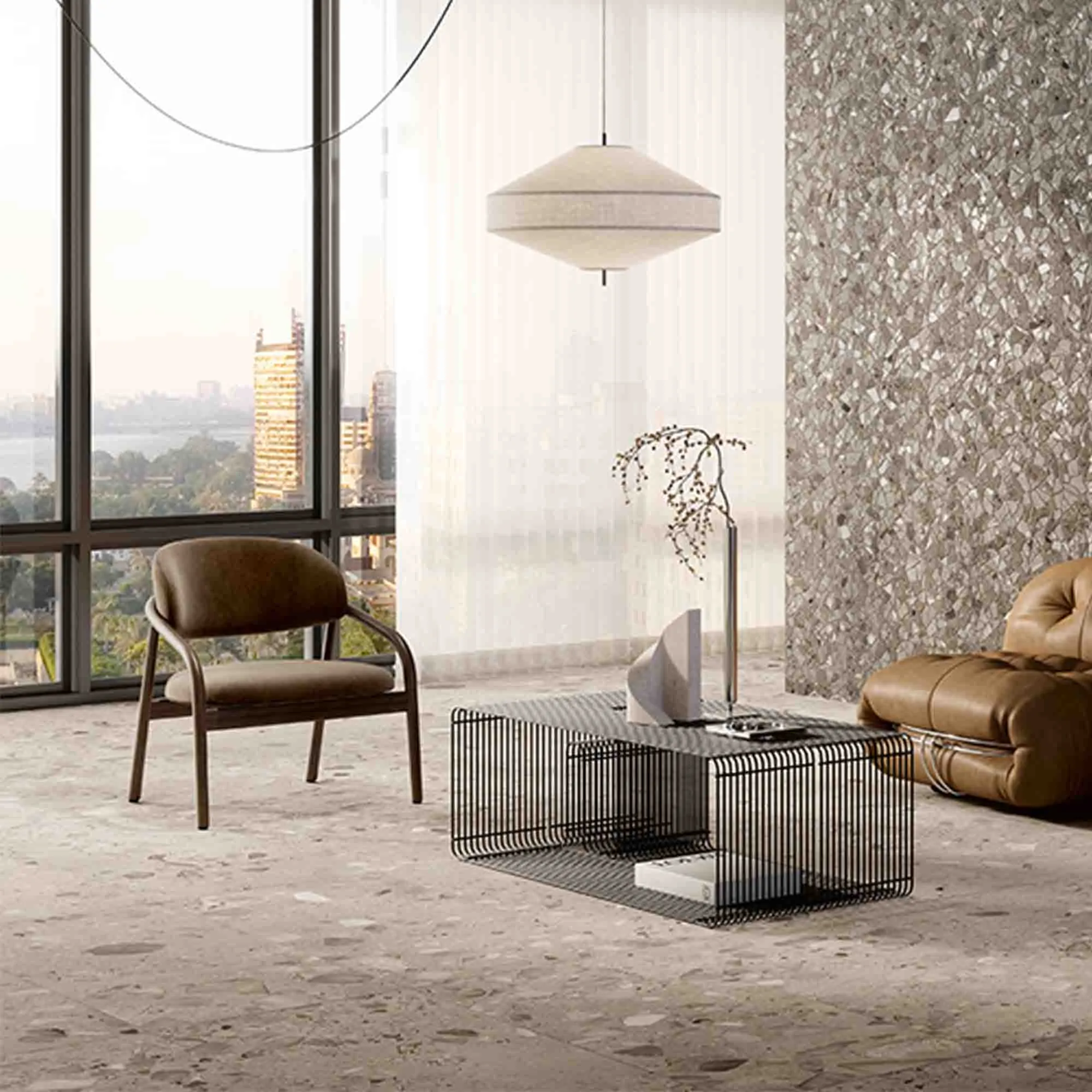 I Ciottoli Sassi Grigio Terrazzo Stone Effect Porcelain Tile 60x120cm Honed