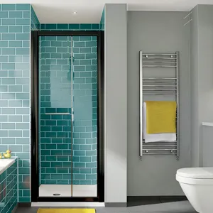 i4 Framed Bifold Shower Door & Optional Side Panel - Matt Black