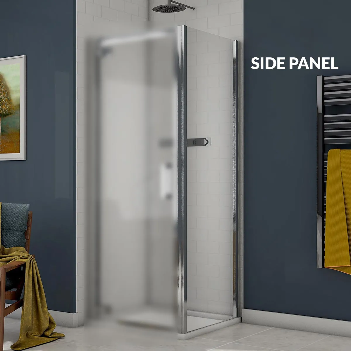 i4 Framed Sliding Shower Door & Optional Side Panel - Matt Black