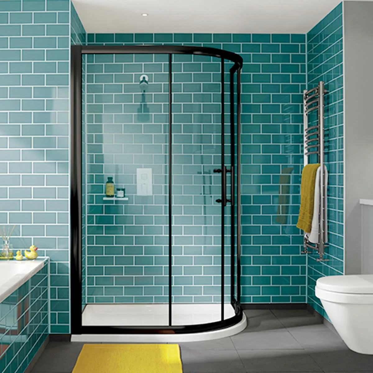 i4 Offset Quadrant Double Sliding Shower Door - Chrome