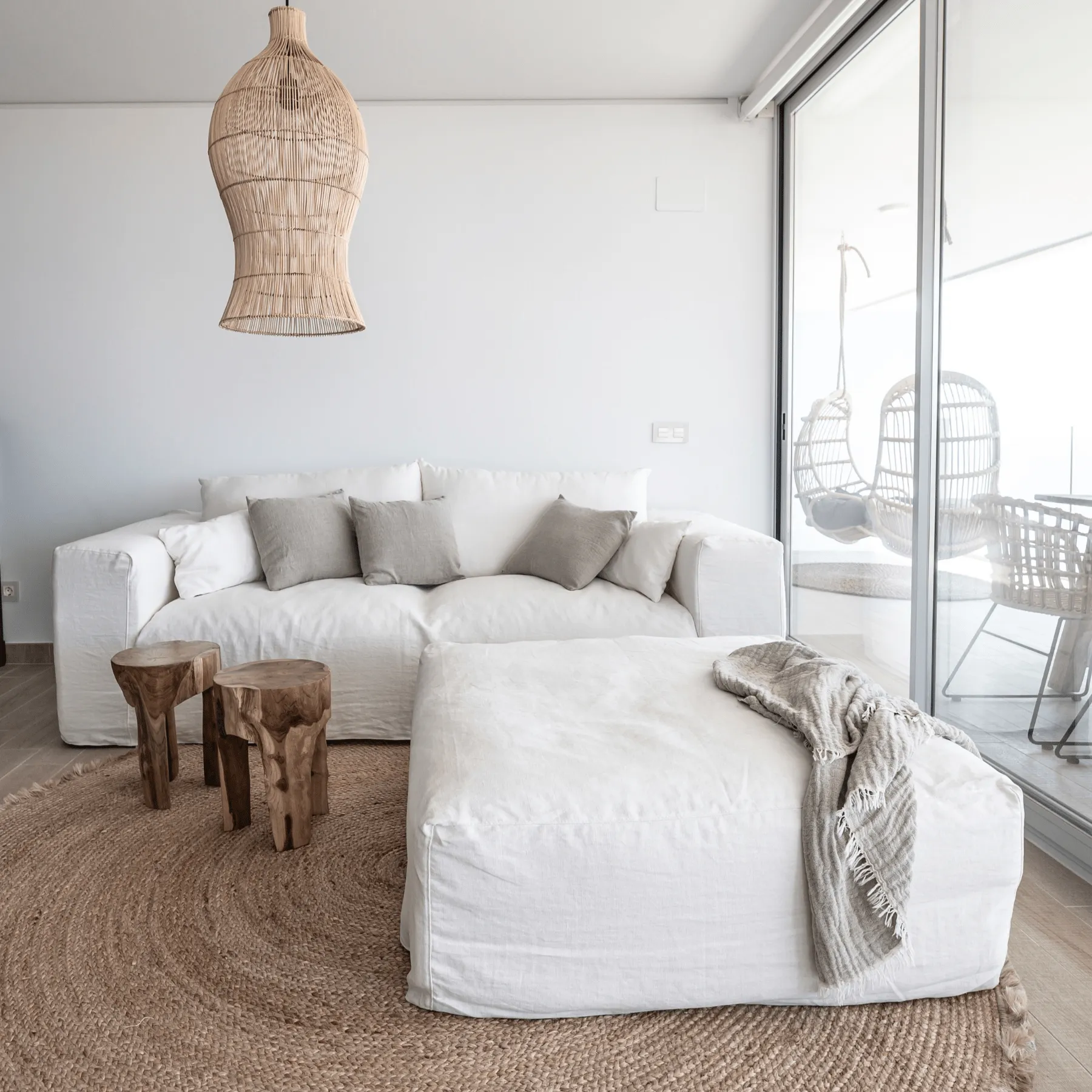 Ibiza Linen Pouf Zoco Home