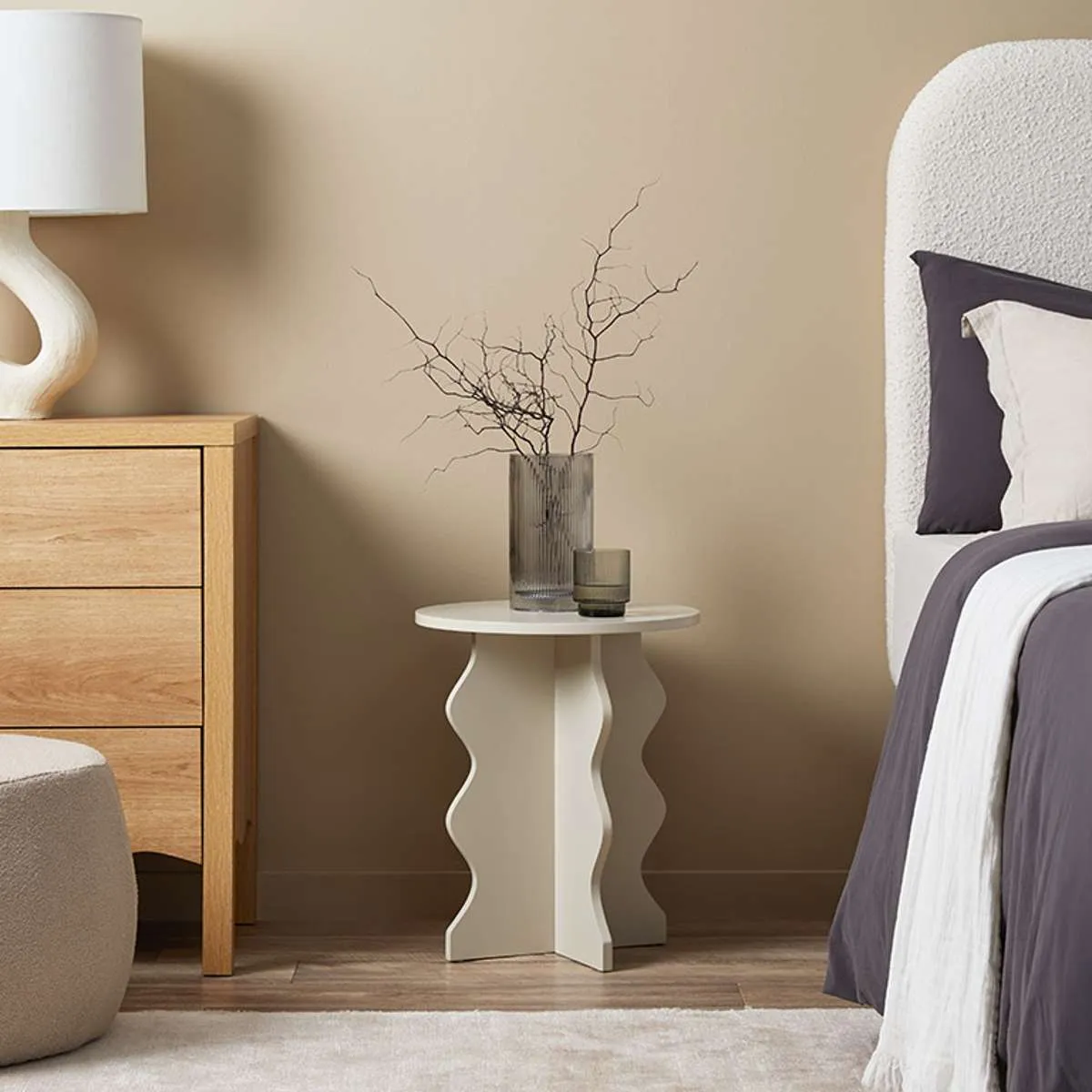 Iris Wavey Side Table - Beige Mocka