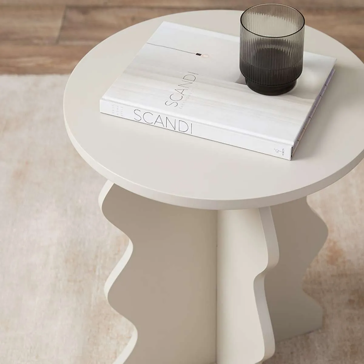 Iris Wavey Side Table - Beige Mocka