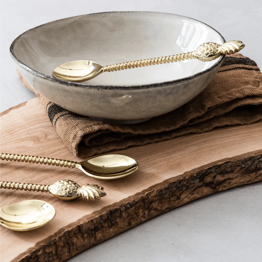 Iron Pineapple Spoon | Polished Brass 17cm Zoco Home