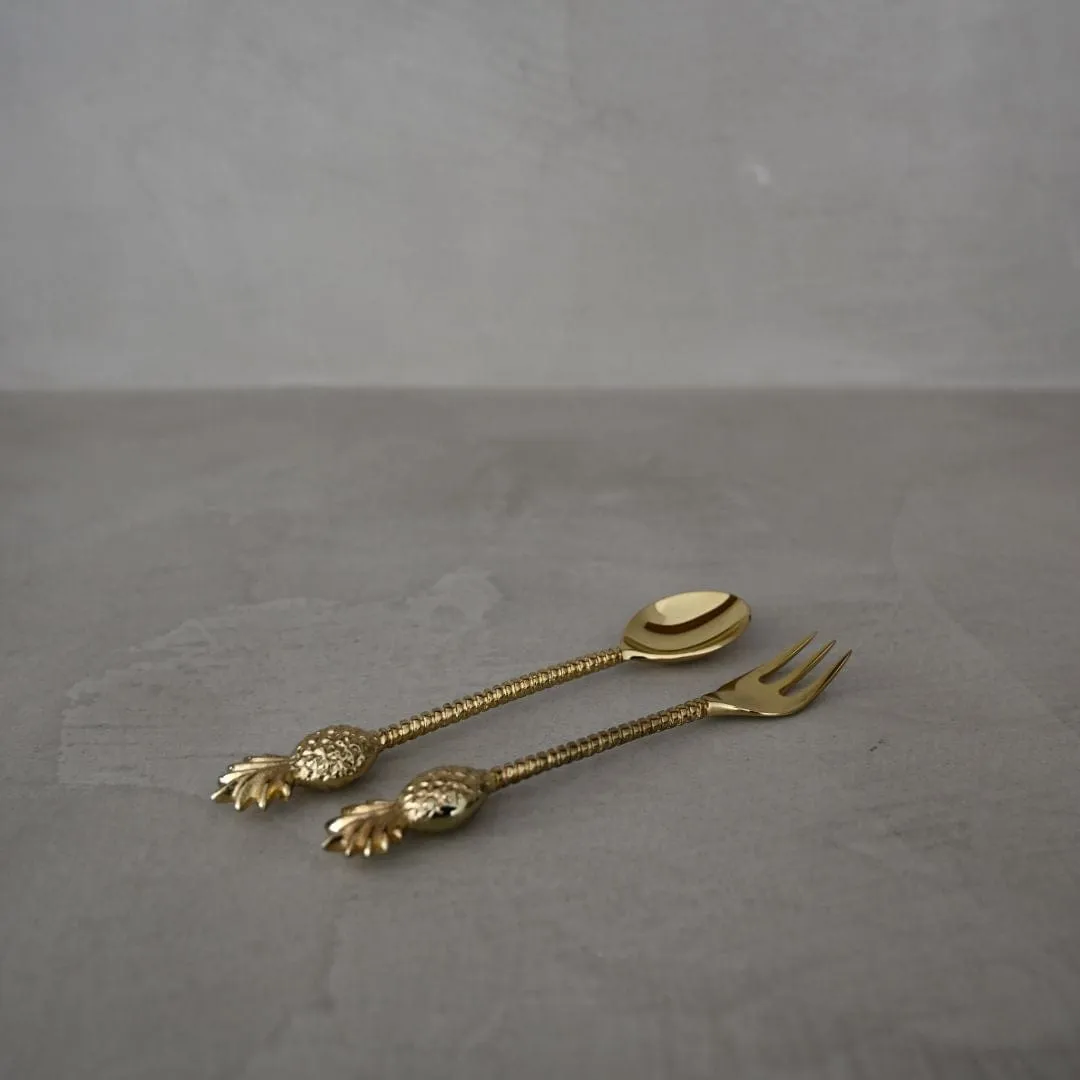 Iron Pineapple Spoon | Polished Brass 17cm Zoco Home