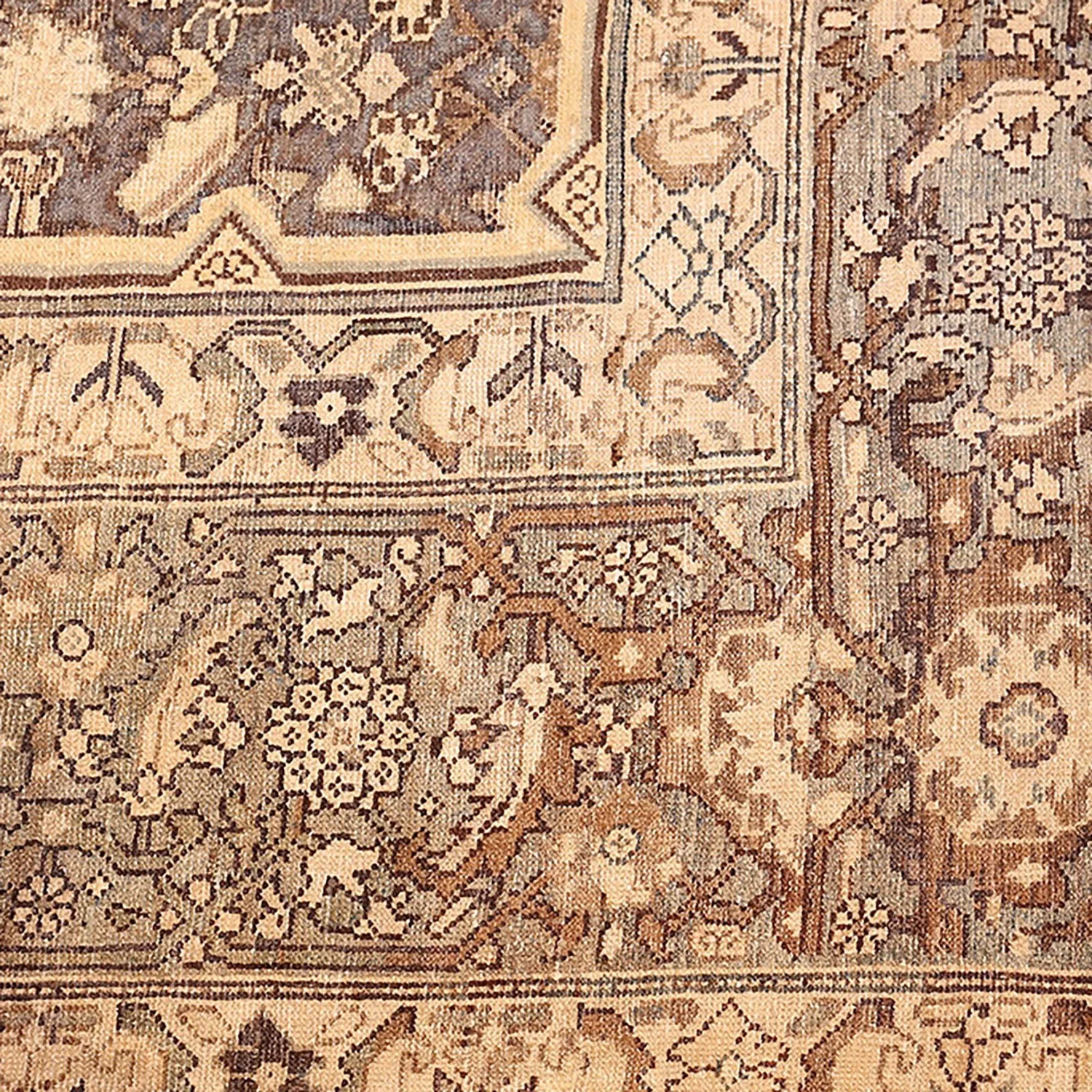 Ivory Antique Persian Malayer Rug - 13'6" x 25'9"