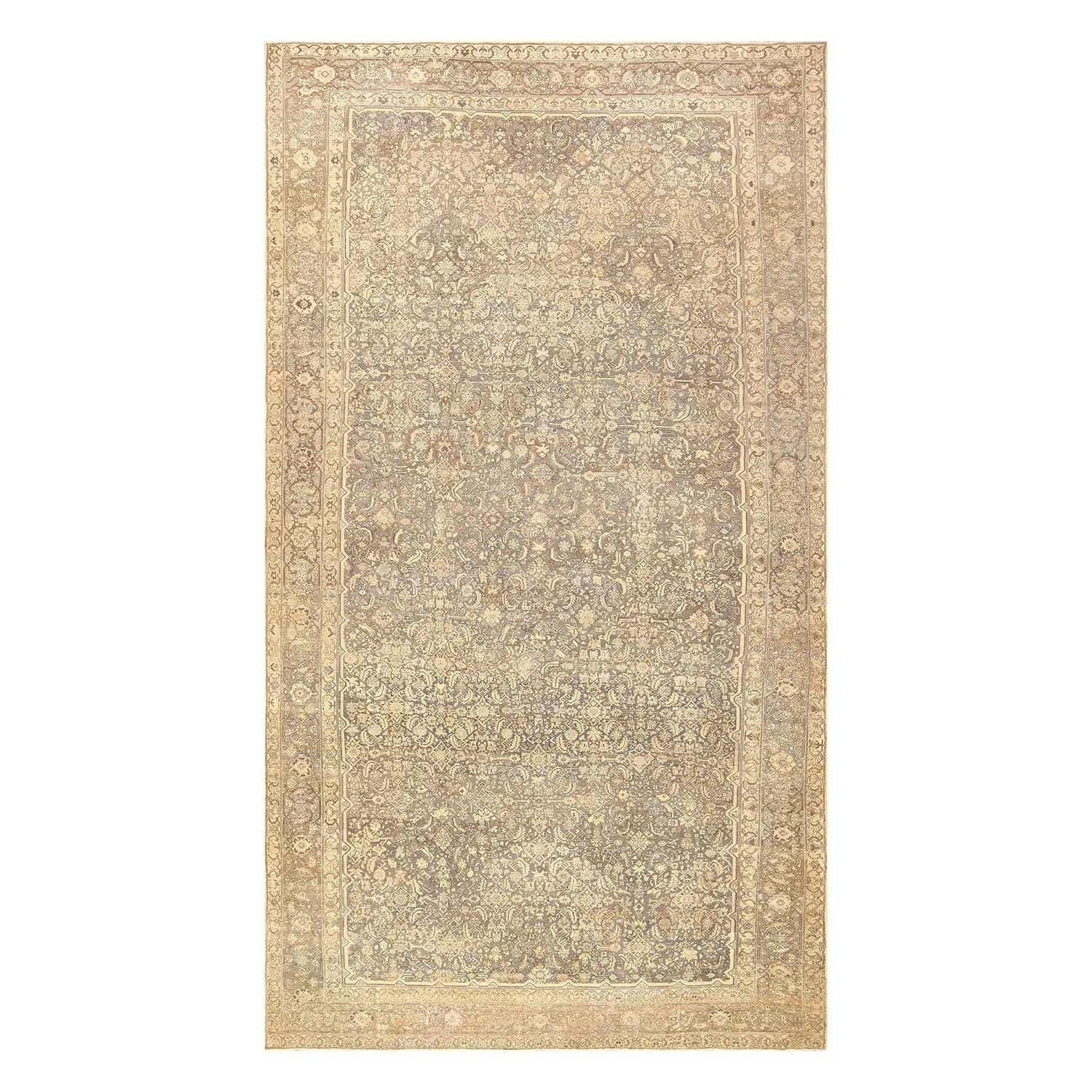 Ivory Antique Persian Malayer Rug - 13'6" x 25'9"
