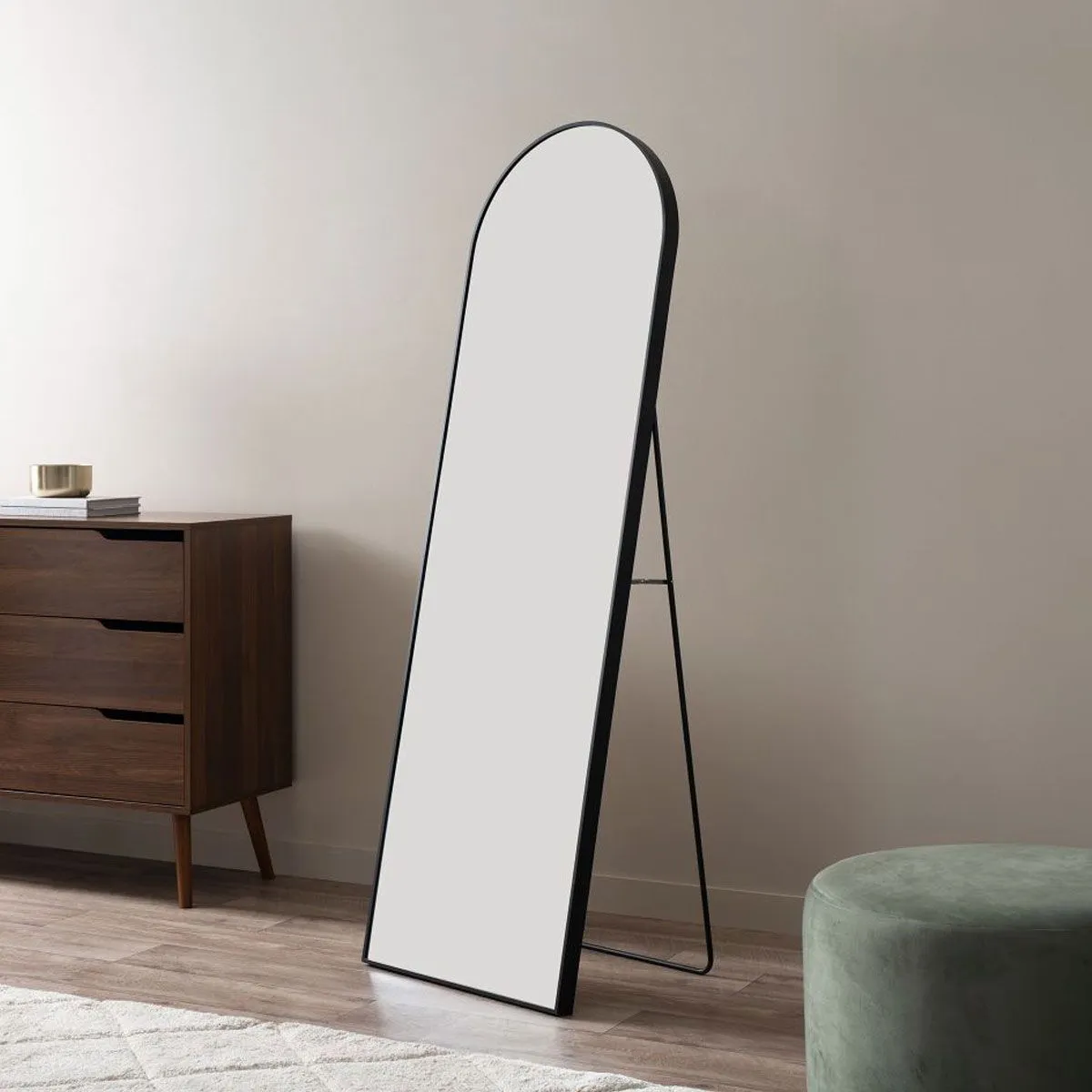 Jackson Metal Arch Full Length Freestanding Mirror - Black Mocka