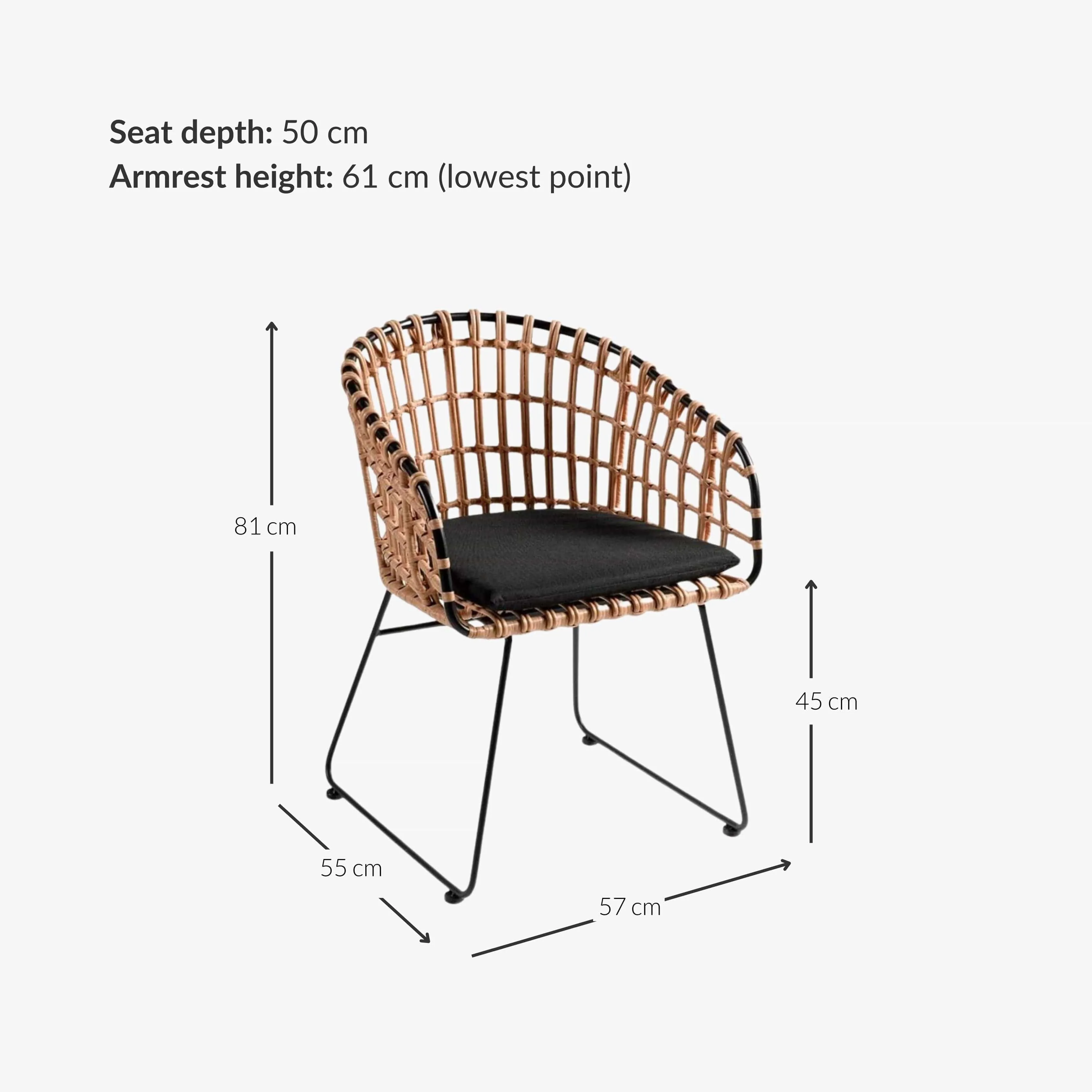 Jaipur Rattan Outdoor Chair | Black Zoco Home