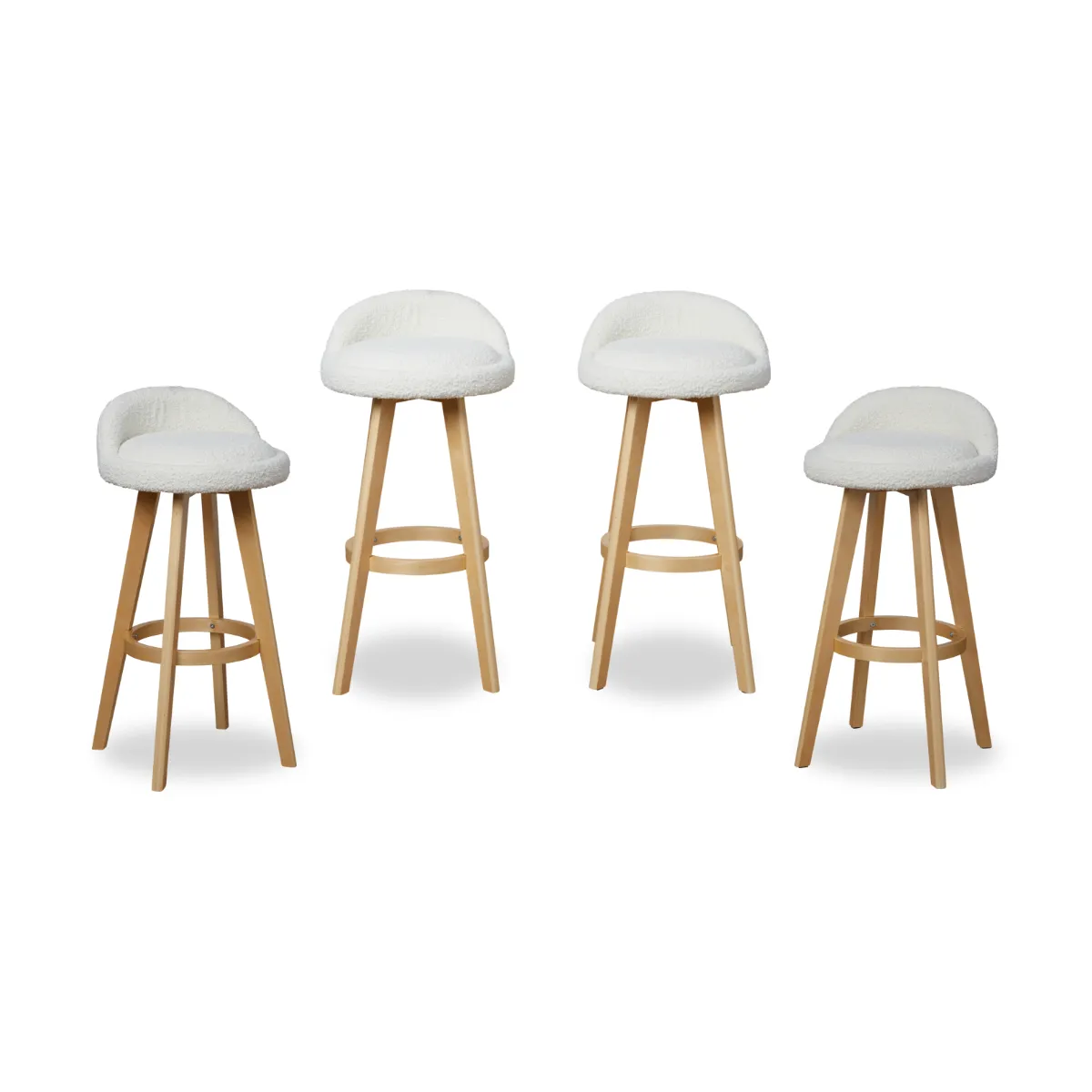 Jamie Bar Stool - Cream Set of Four Bundle Mocka