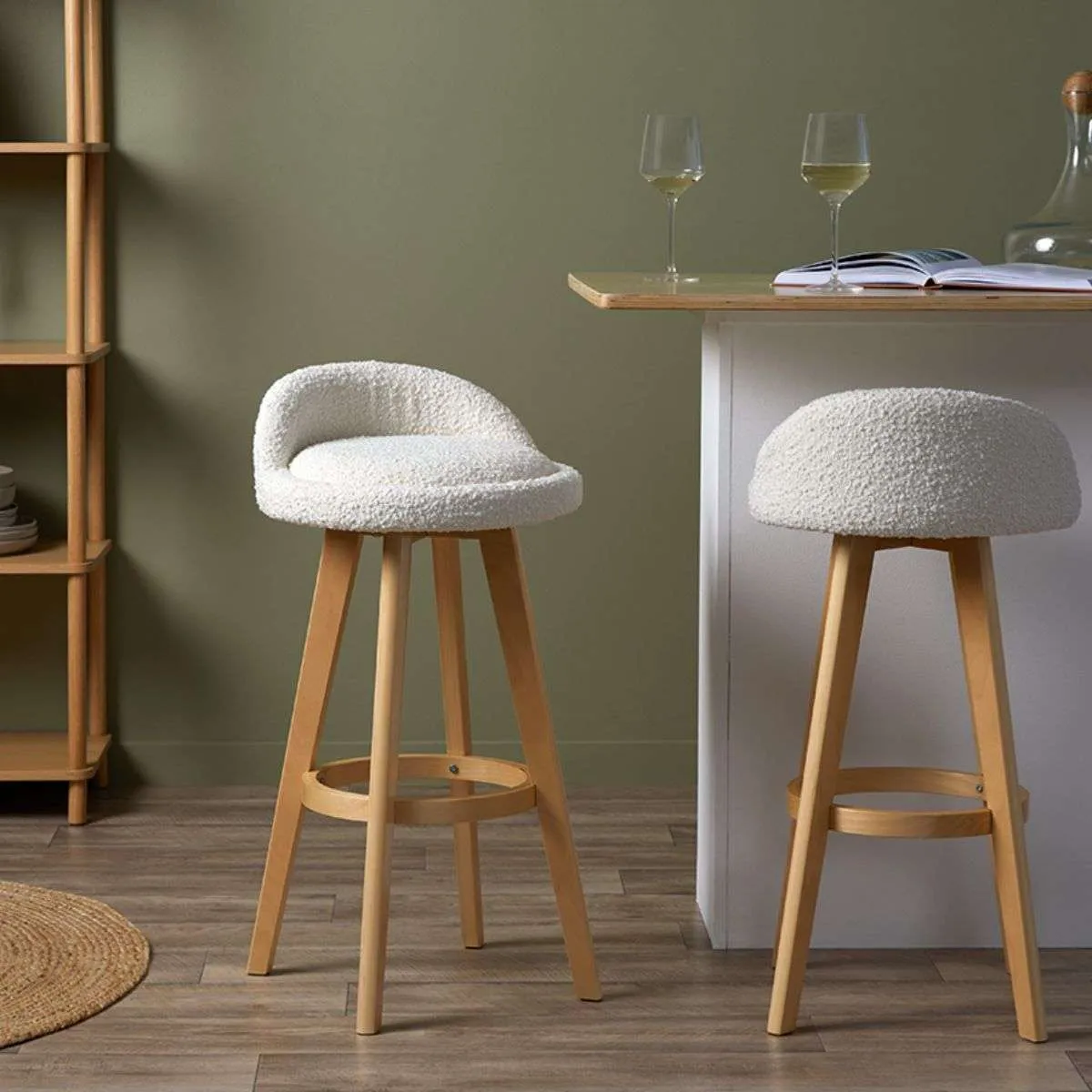 Jamie Bar Stool - Cream Set of Four Bundle Mocka