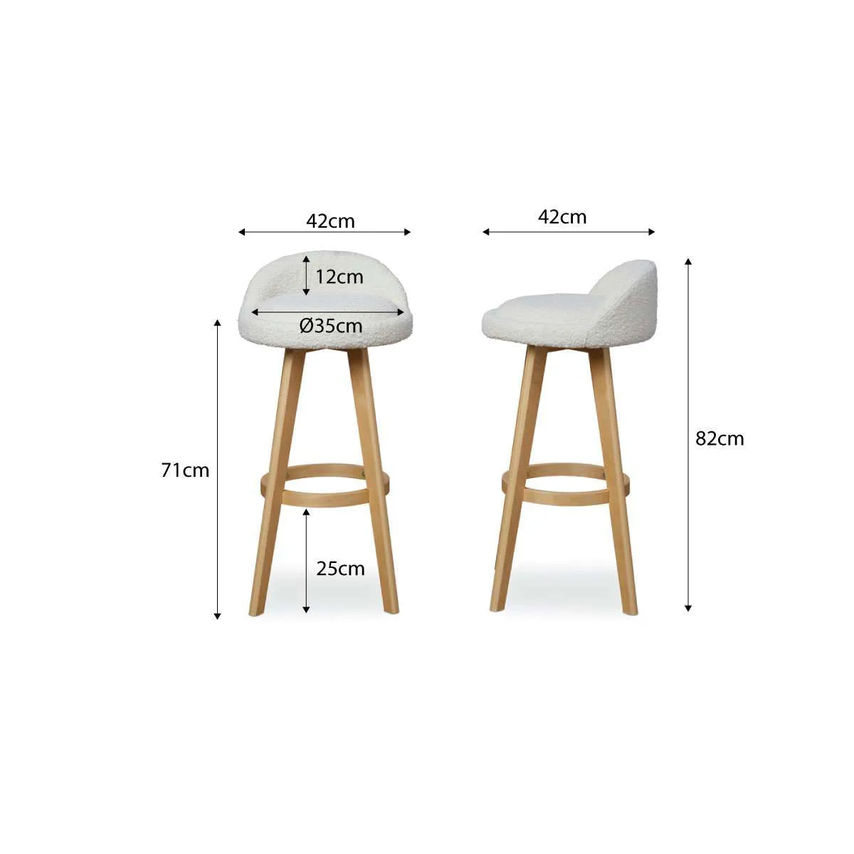 Jamie Bar Stool - Cream Set of Four Bundle Mocka
