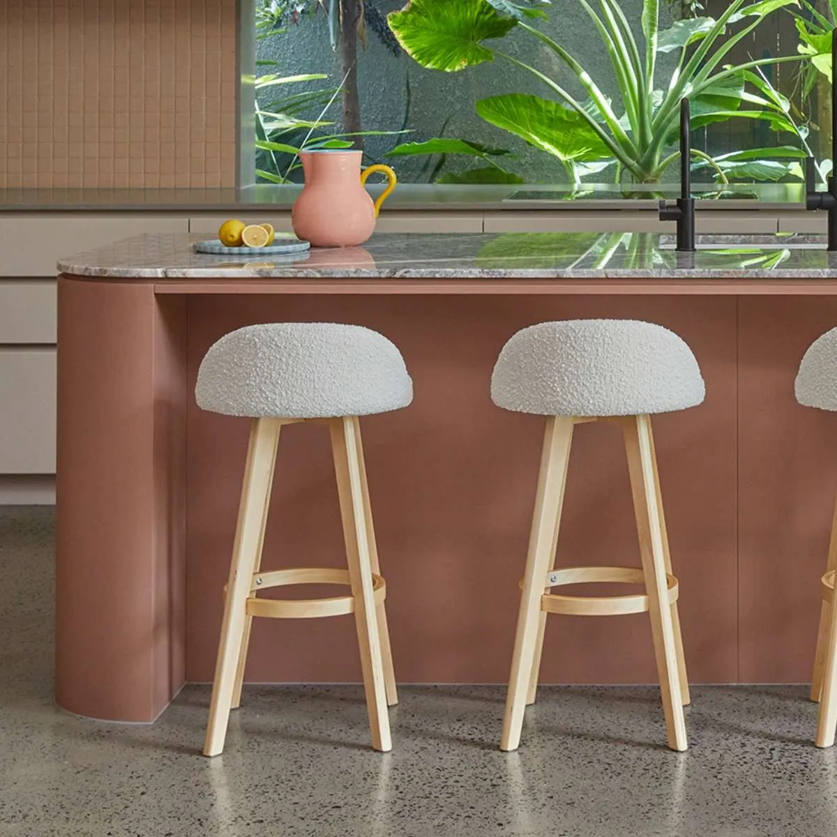 Jamie Bar Stool - Cream Set of Four Bundle Mocka