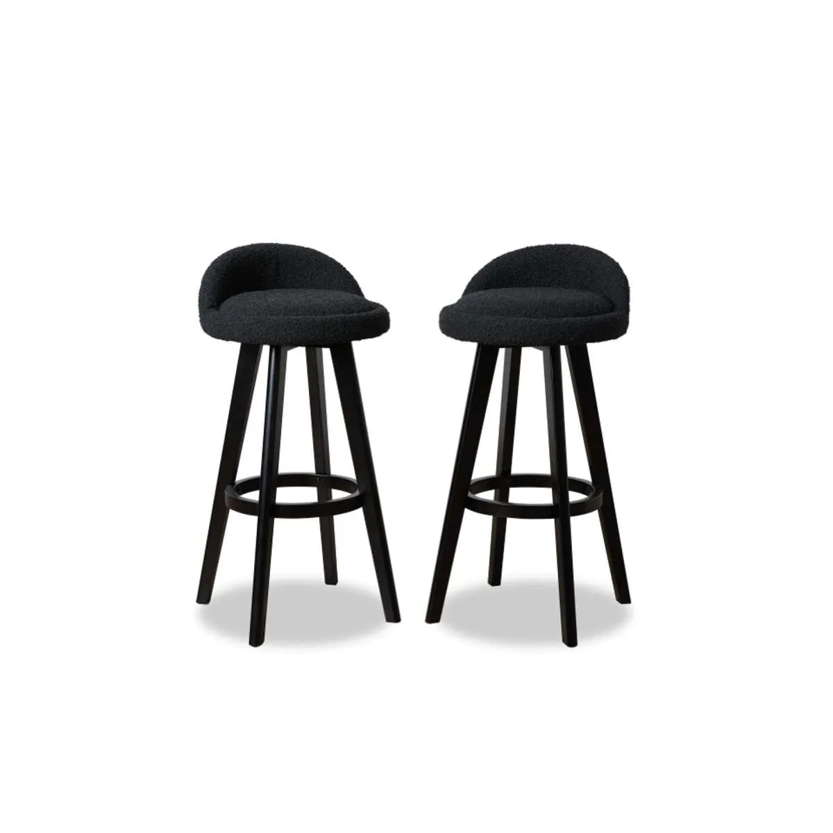 Jamie Bar Stool - Set Of 2 - Black Boucle Mocka