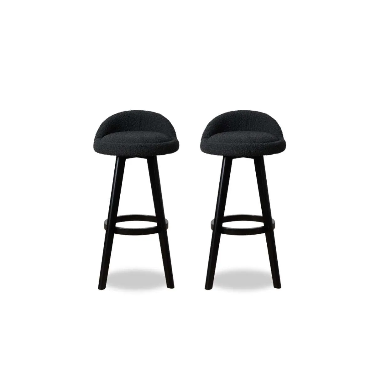 Jamie Bar Stool - Set Of 2 - Black Boucle Mocka