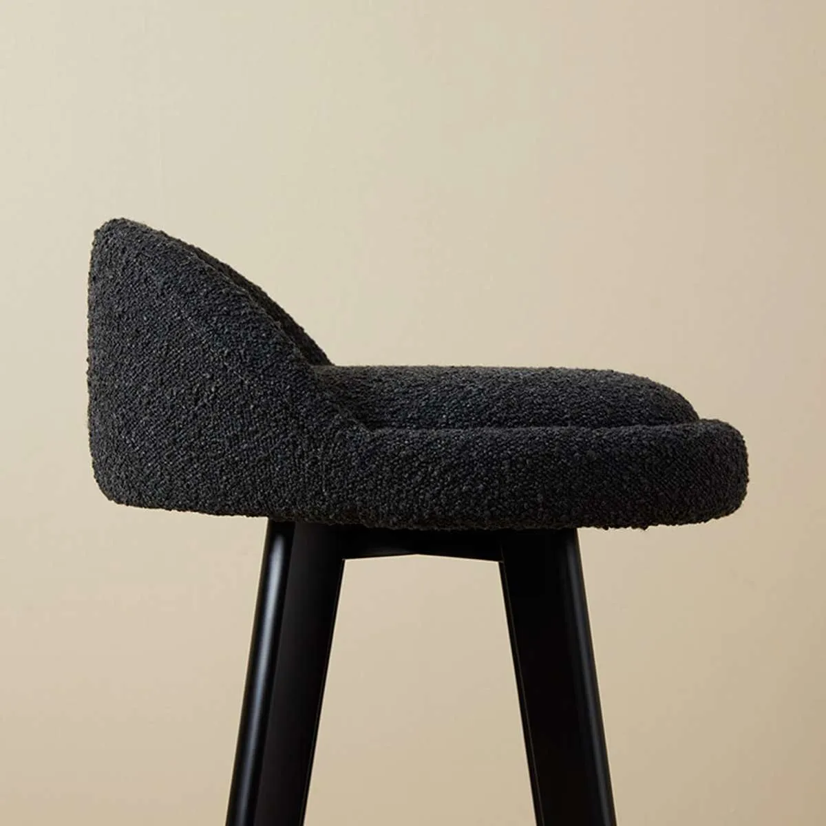 Jamie Bar Stool - Set Of 2 - Black Boucle Mocka