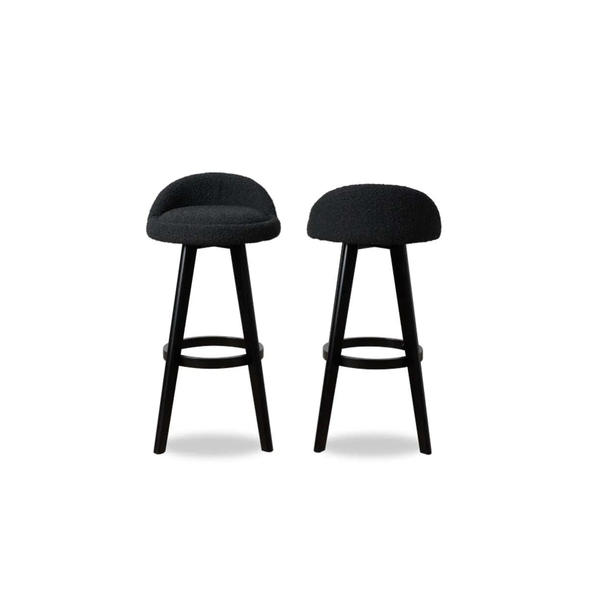 Jamie Bar Stool - Set Of 2 - Black Boucle Mocka