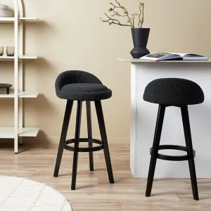 Jamie Bar Stool - Set Of 2 - Black Boucle Mocka