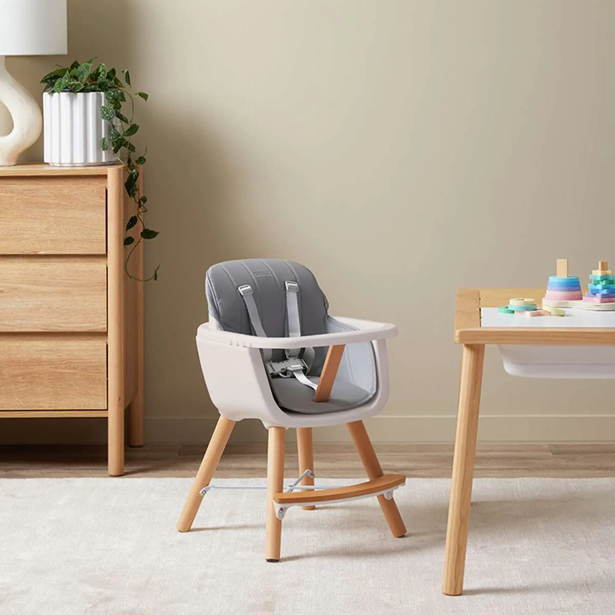 Jenson Natural Highchair - Grey Mocka