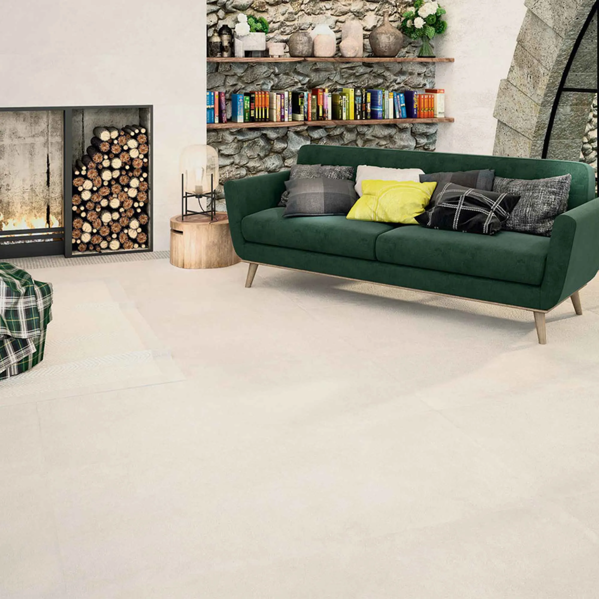 JOB LOT - Deluxe Scott Cream Stone Effect Porcelain Tile 75x75cm Matt - 74.58m2