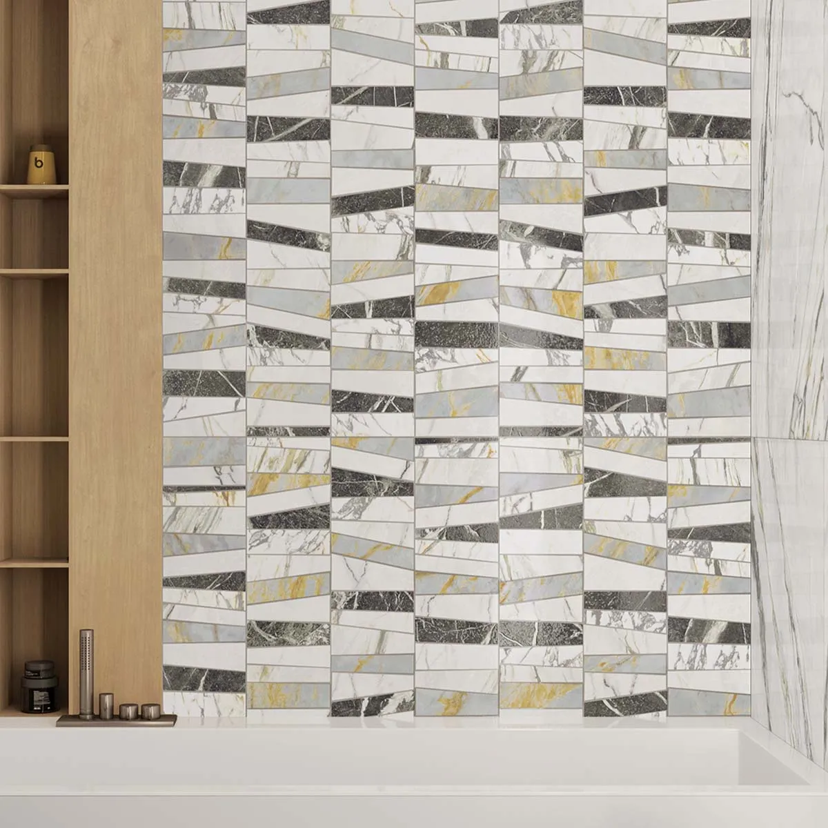 JOB LOT - Deluxe Tesserae 3D Multi Stone Effect Porcelain Tile 60x120cm Matt - 28.8m2