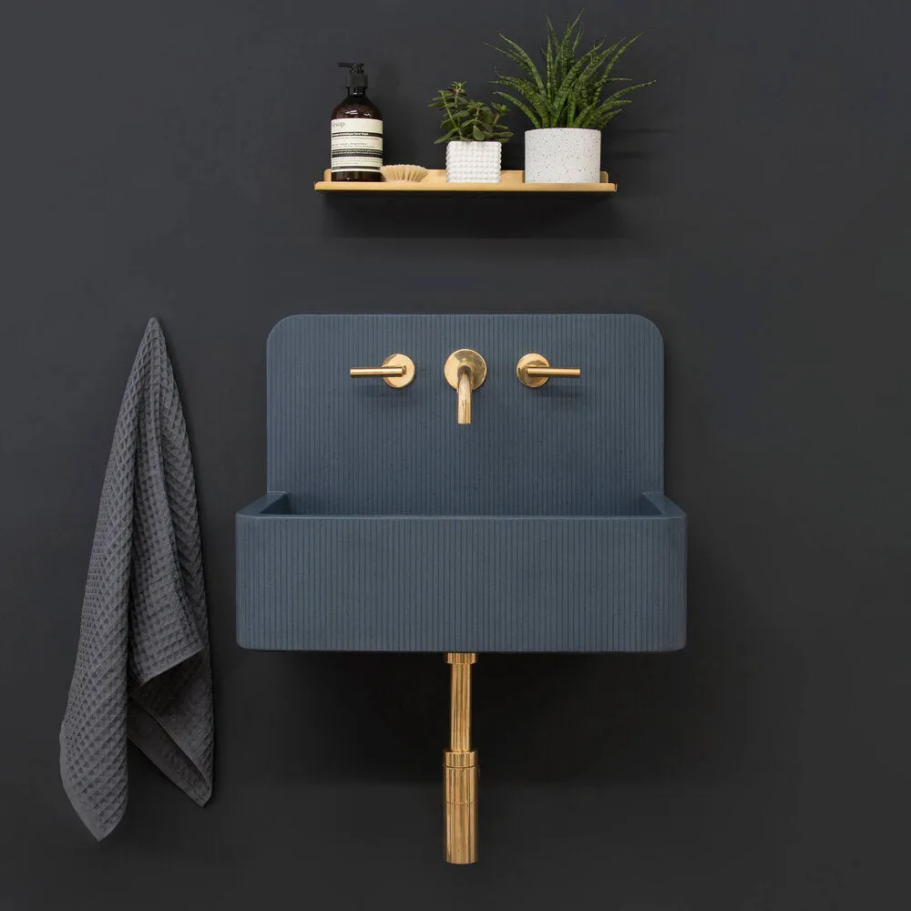 Kast Elm Patterned Wall-Hung Concrete Basin With Splashback