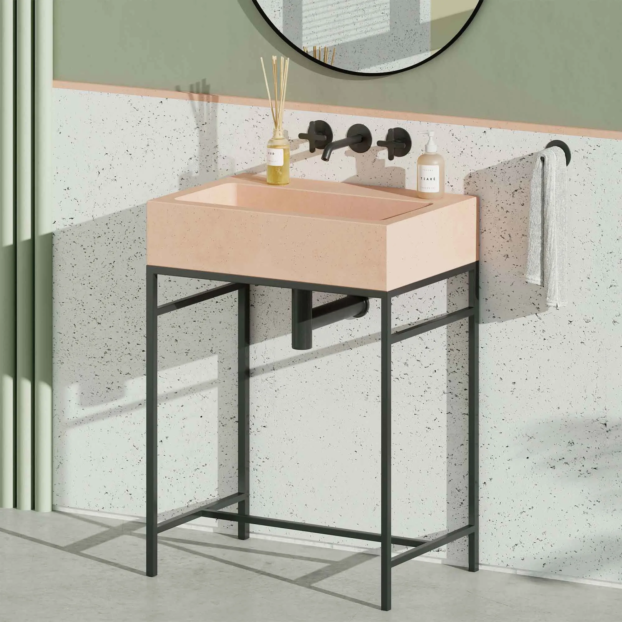 Kast Jura Rectangle Wall-Mounted Concrete Basin With Shelf Surface