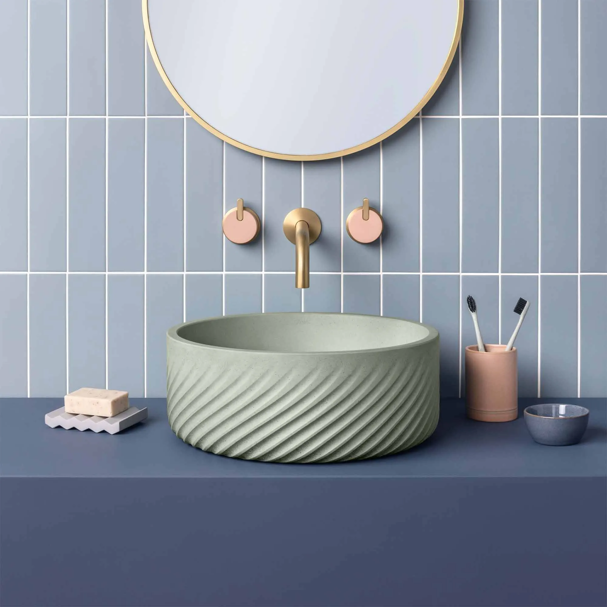 Kast Mila Round Concrete Countertop Basin Patterned