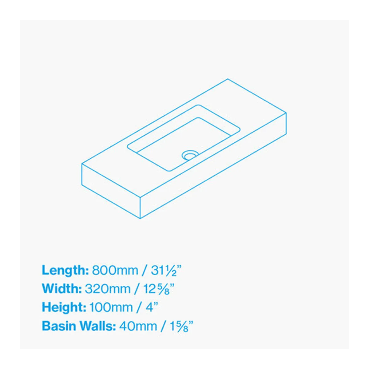 Kast Pitch Short Projection Rectangle Wall-Hung Concrete Basin With Shelf Surface