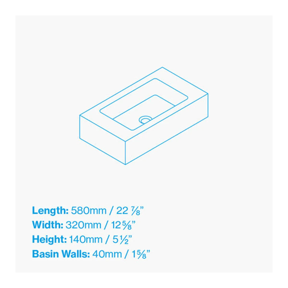 Kast Pitch Short Projection Rectangle Wall-Hung Concrete Basin With Shelf Surface