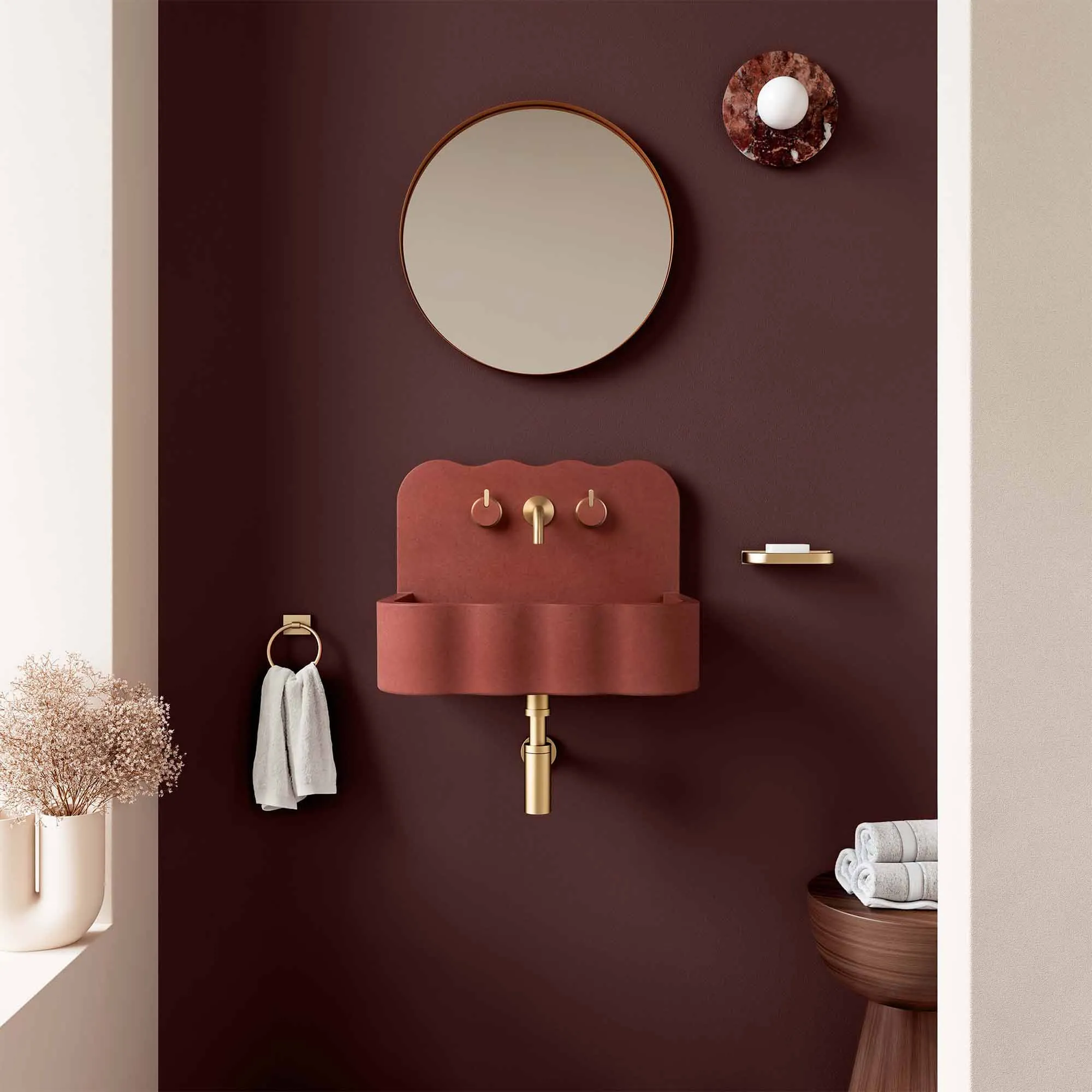 Kast Tilde Wall-Mounted Concrete Basin With Splashback