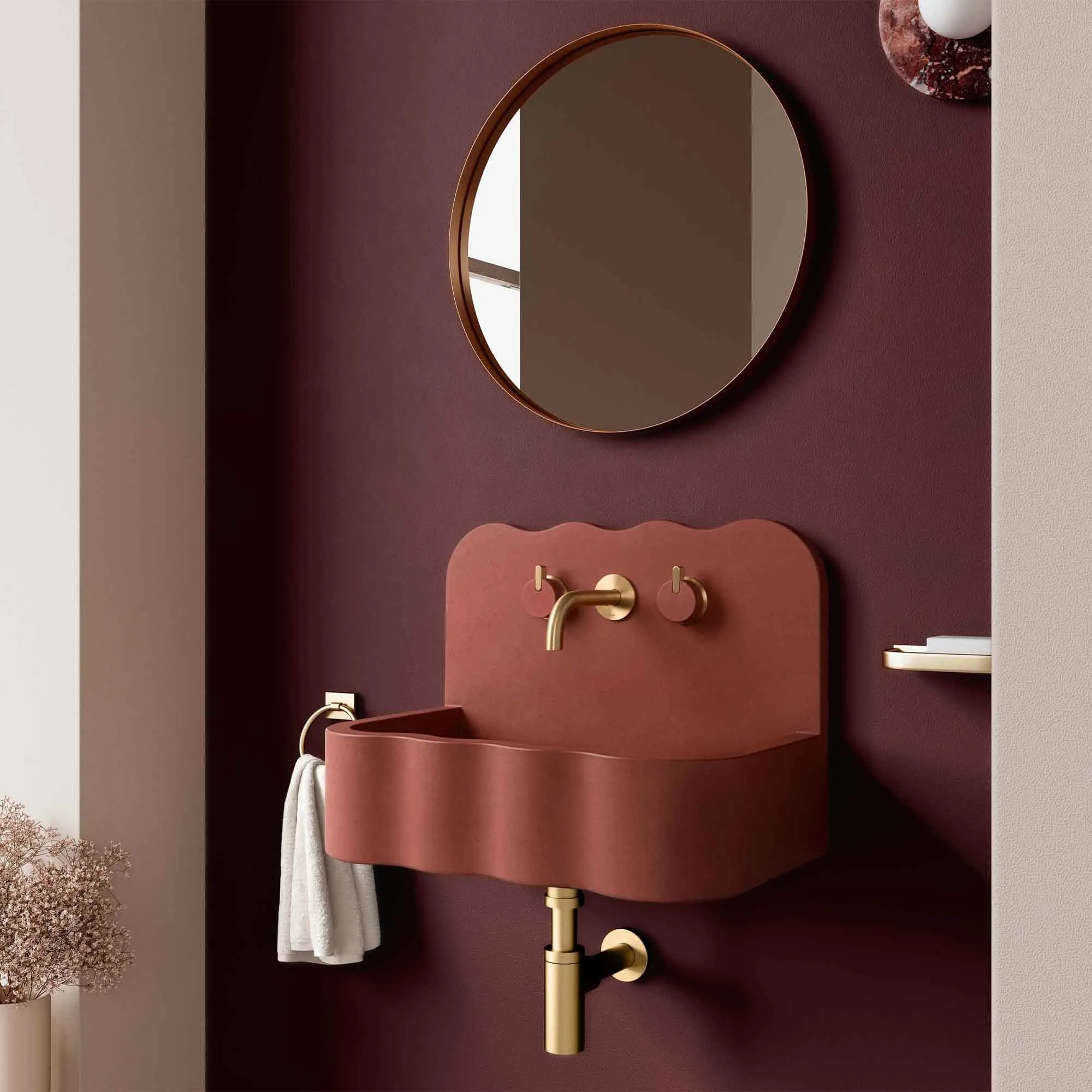Kast Tilde Wall-Mounted Concrete Basin With Splashback