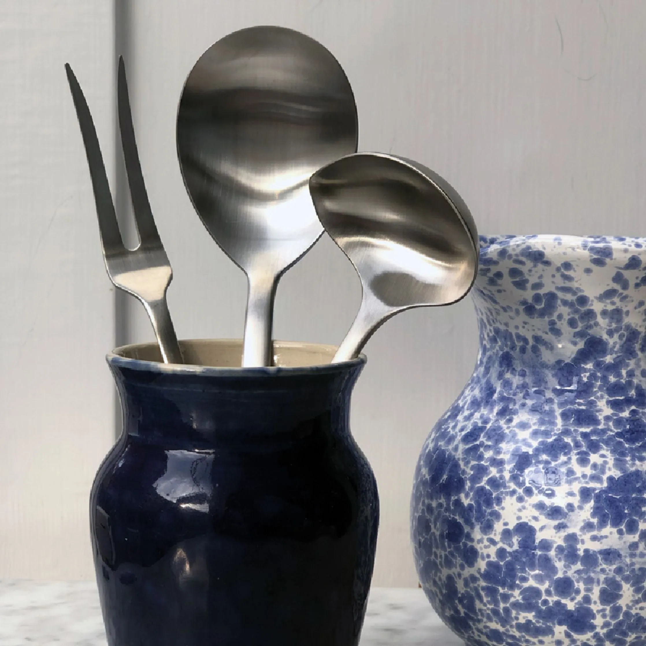 Kay Bojesen Serving Set, Matte Steele Steel