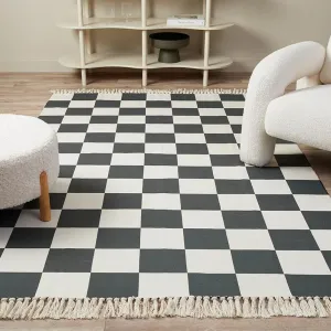 Kobie Checkerboard Rug - Khaki Mocka