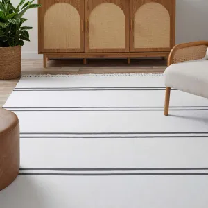Kobie Cotton Blend Striped Floor Rug - Extra Large Mocka