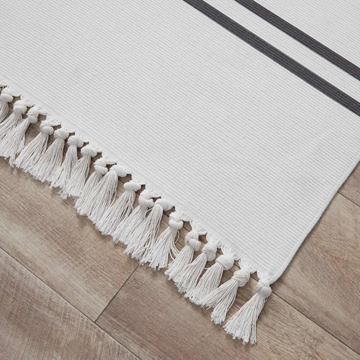 Kobie Cotton Blend Striped Floor Rug - Extra Large Mocka