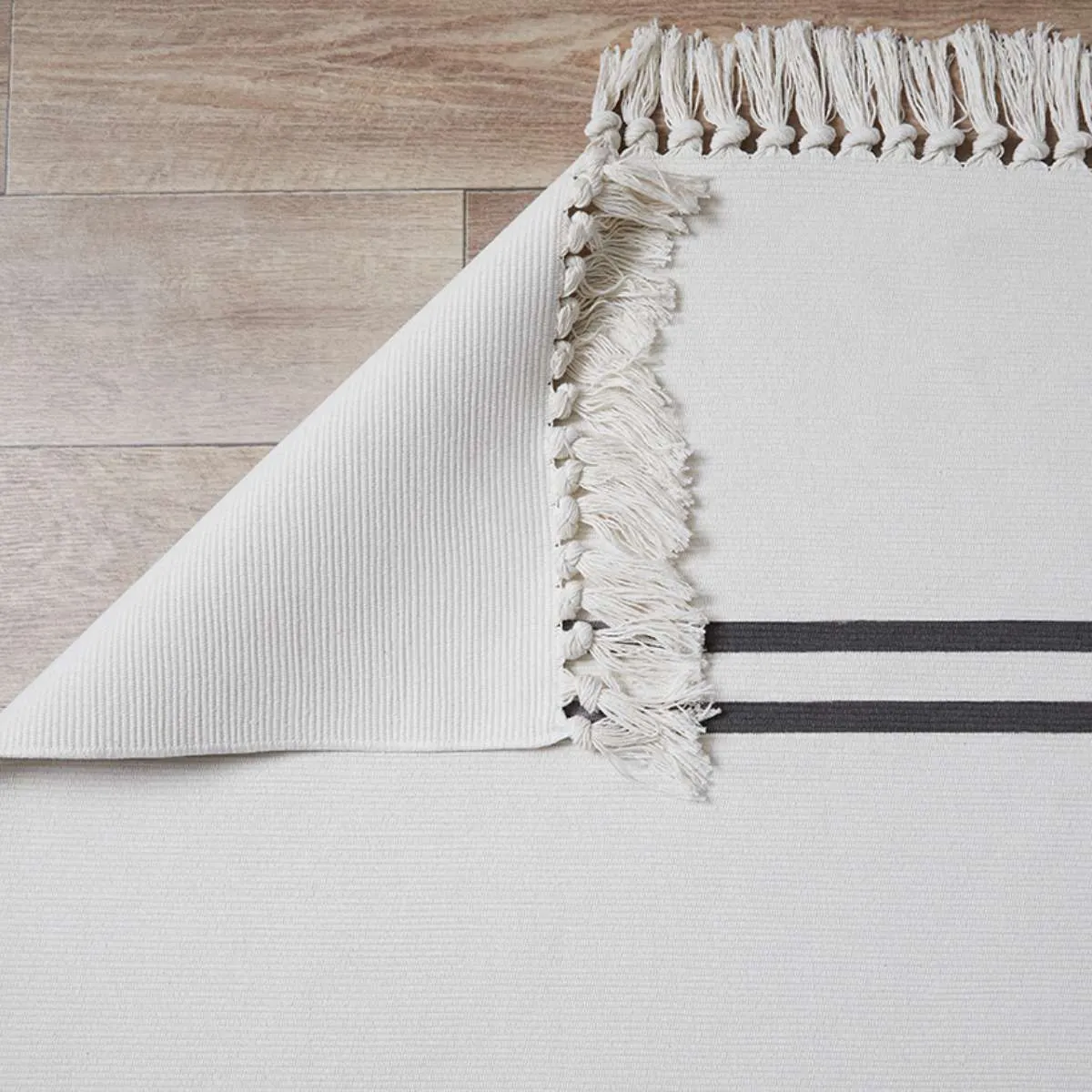 Kobie Cotton Blend Striped Floor Rug - Large Mocka