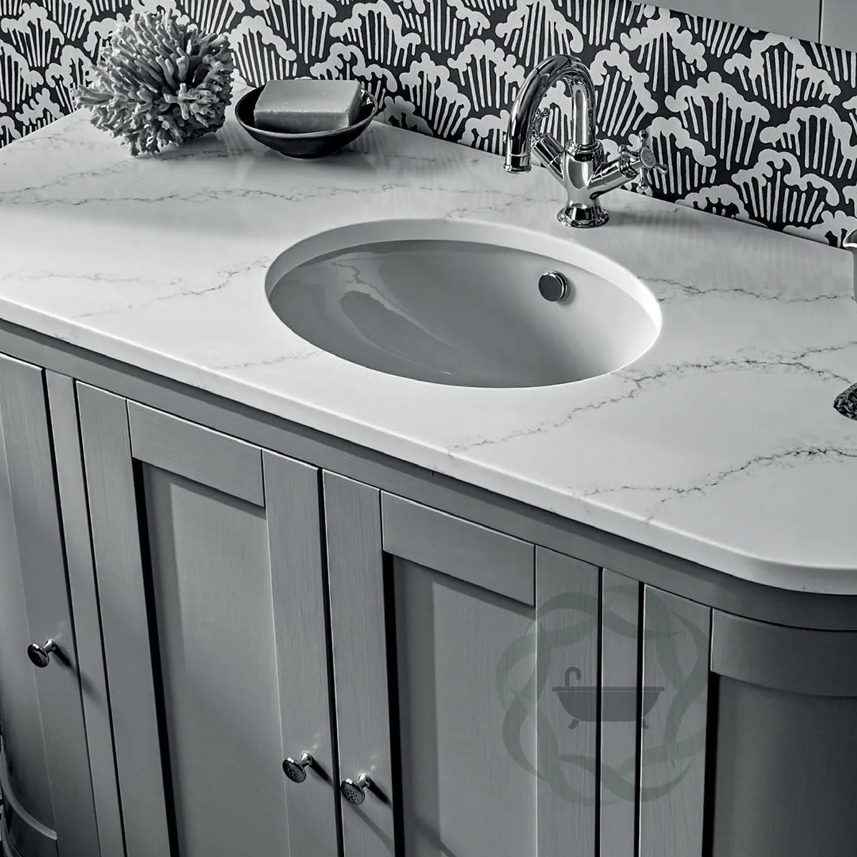Lansdown 1200 Floorstanding Curved Vanity Unit With Worktop and Underslung Bowl