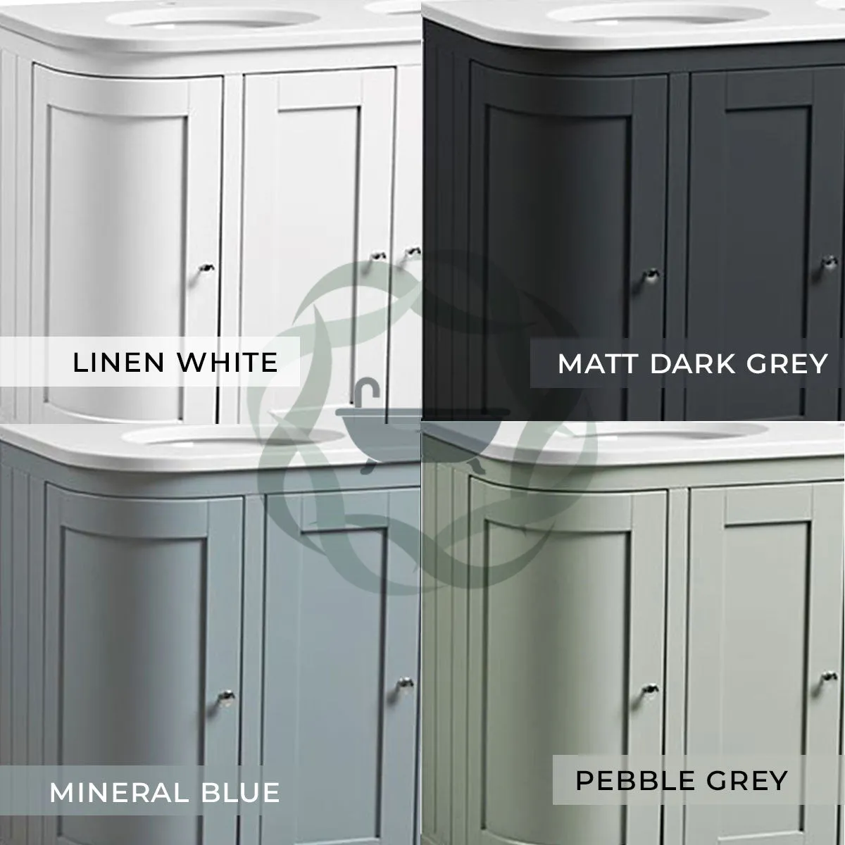 Lansdown 1200 Floorstanding Curved Vanity Unit With Worktop and Underslung Bowl