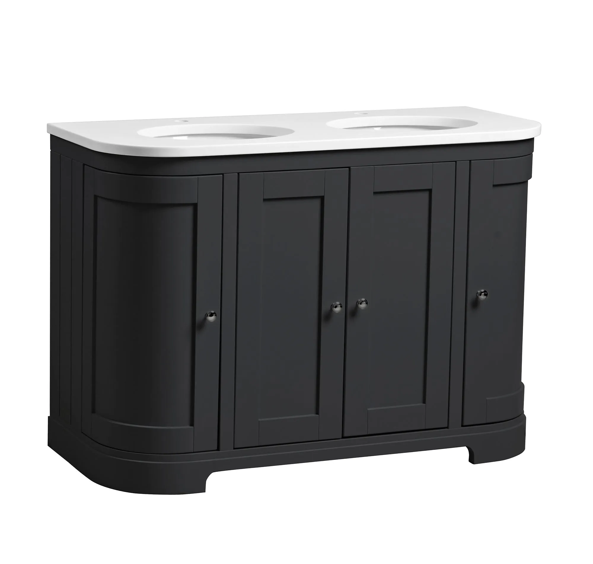Lansdown 1200 Floorstanding Curved Vanity Unit With Worktop and Underslung Bowl