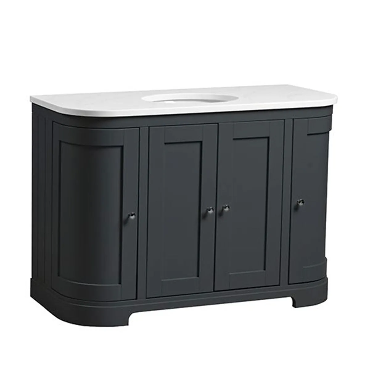 Lansdown 1200 Floorstanding Curved Vanity Unit With Worktop and Underslung Bowl