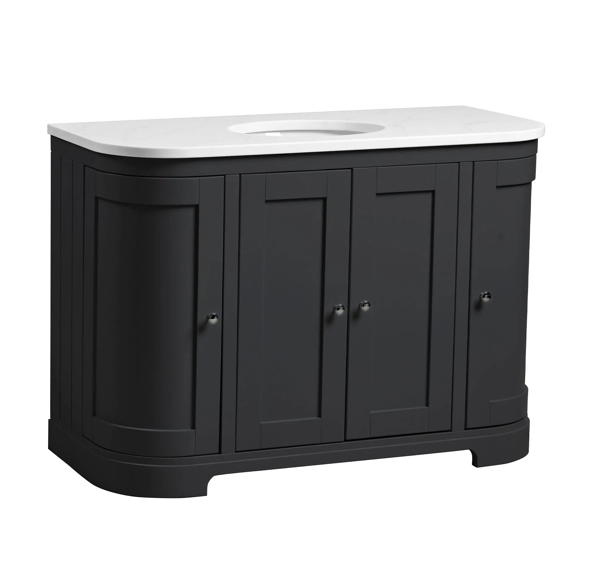 Lansdown 1200 Floorstanding Curved Vanity Unit With Worktop and Underslung Bowl