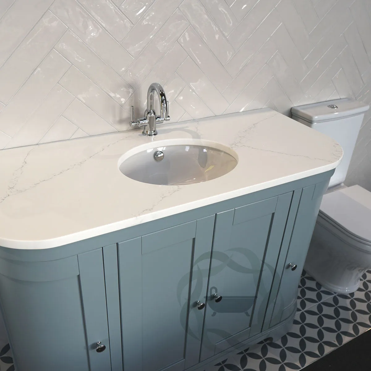 Lansdown 1200 Floorstanding Curved Vanity Unit With Worktop and Underslung Bowl