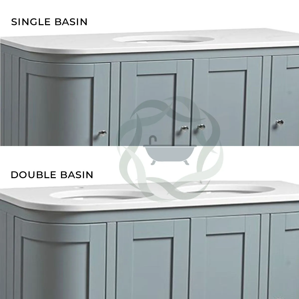 Lansdown 1200 Floorstanding Curved Vanity Unit With Worktop and Underslung Bowl