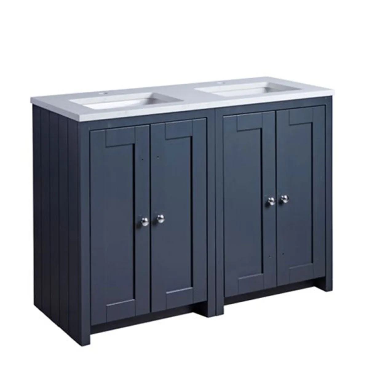 Lansdown 1200 Floorstanding Underslung Bathroom Unit With Double Basin And Worktop