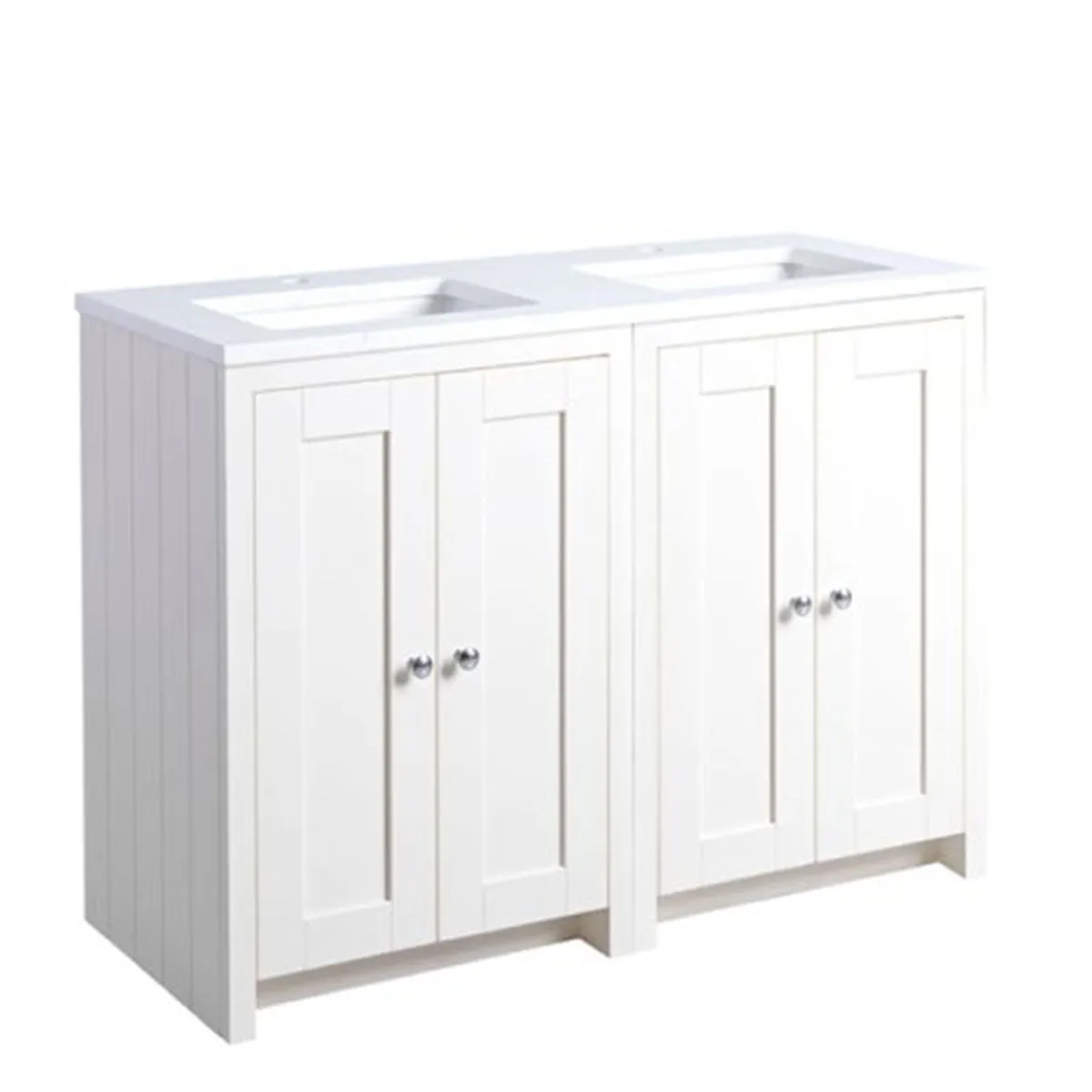 Lansdown 1200 Floorstanding Underslung Bathroom Unit With Double Basin And Worktop