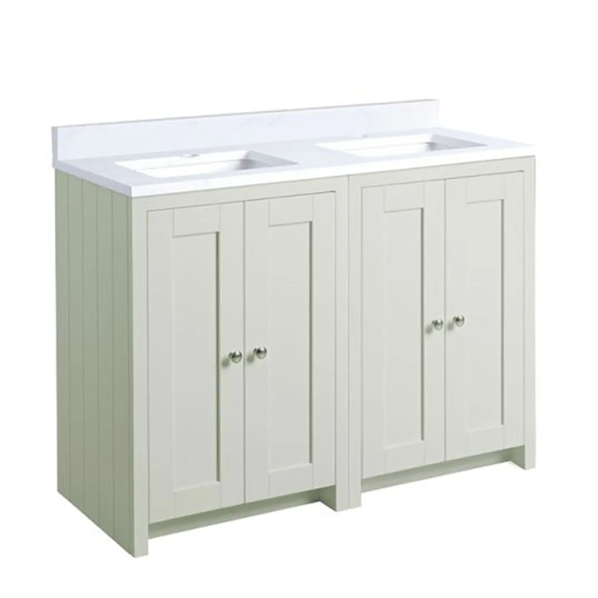 Lansdown 1200 Floorstanding Underslung Bathroom Unit With Double Basin And Worktop