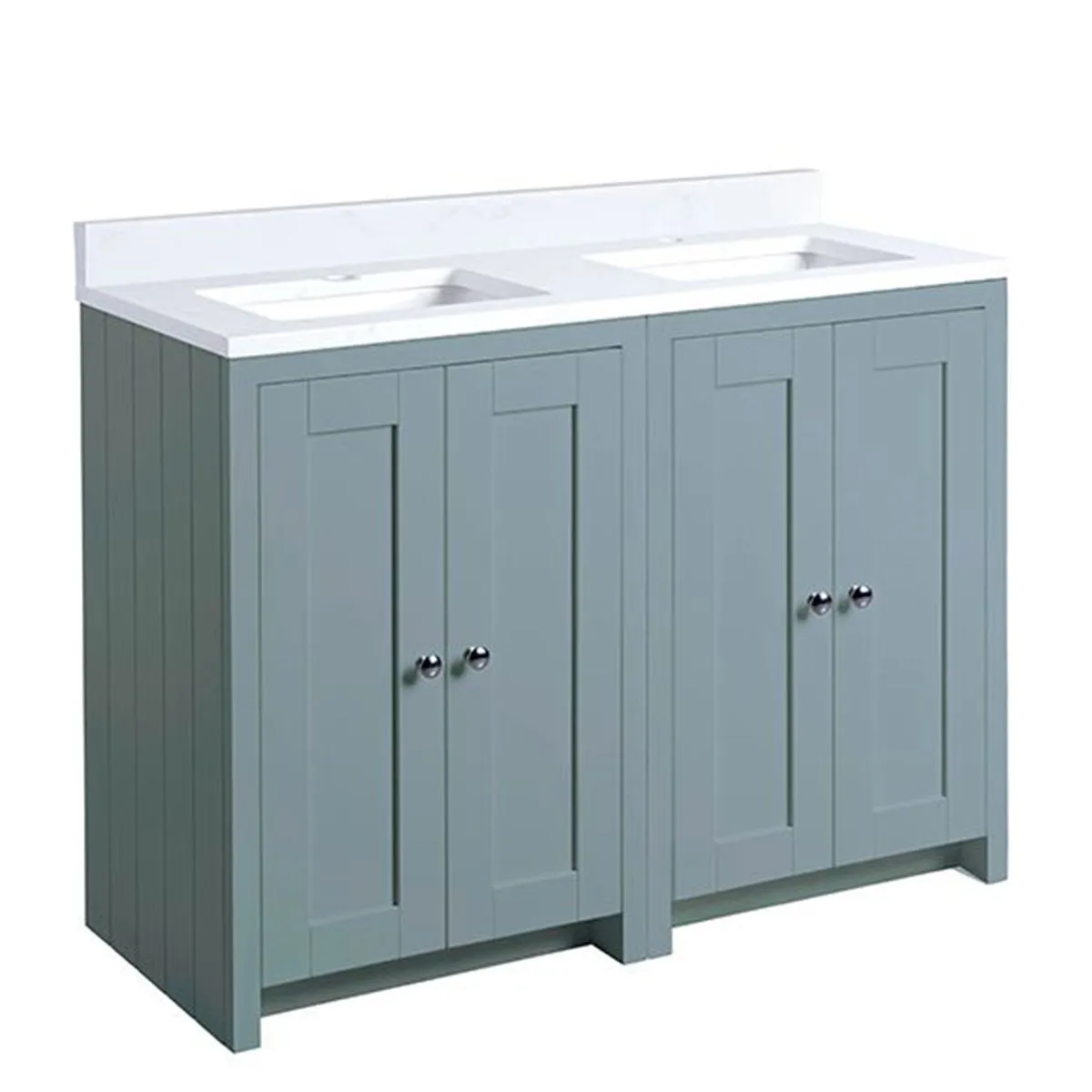 Lansdown 1200 Floorstanding Underslung Bathroom Unit With Double Basin And Worktop